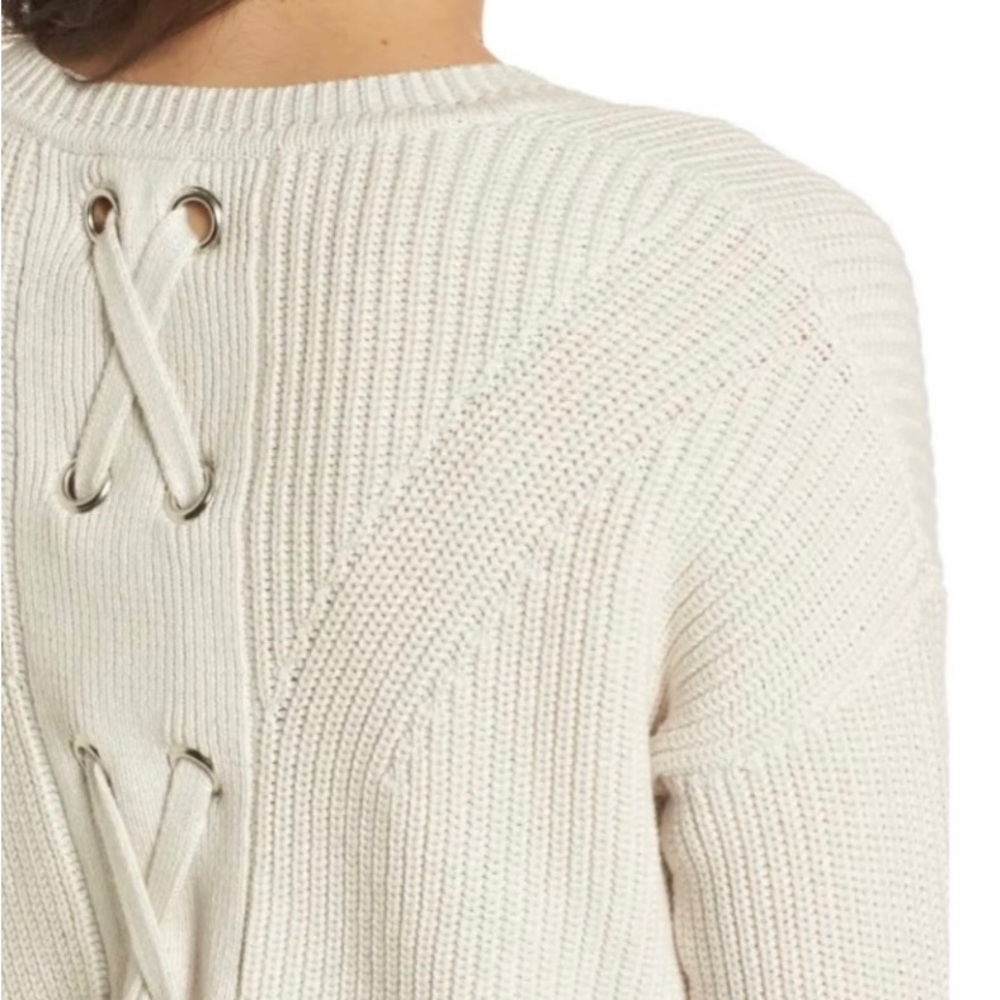 Back-Lace Cotton Sweater, size S
